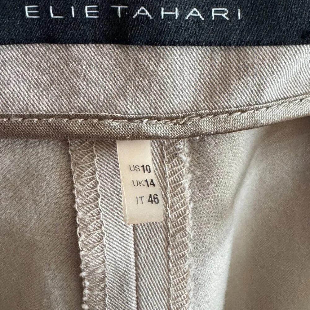 Elie Tahari Khaki Colored Stretch Knit Ankle Pant Size 10 - Picture 3 of 4
